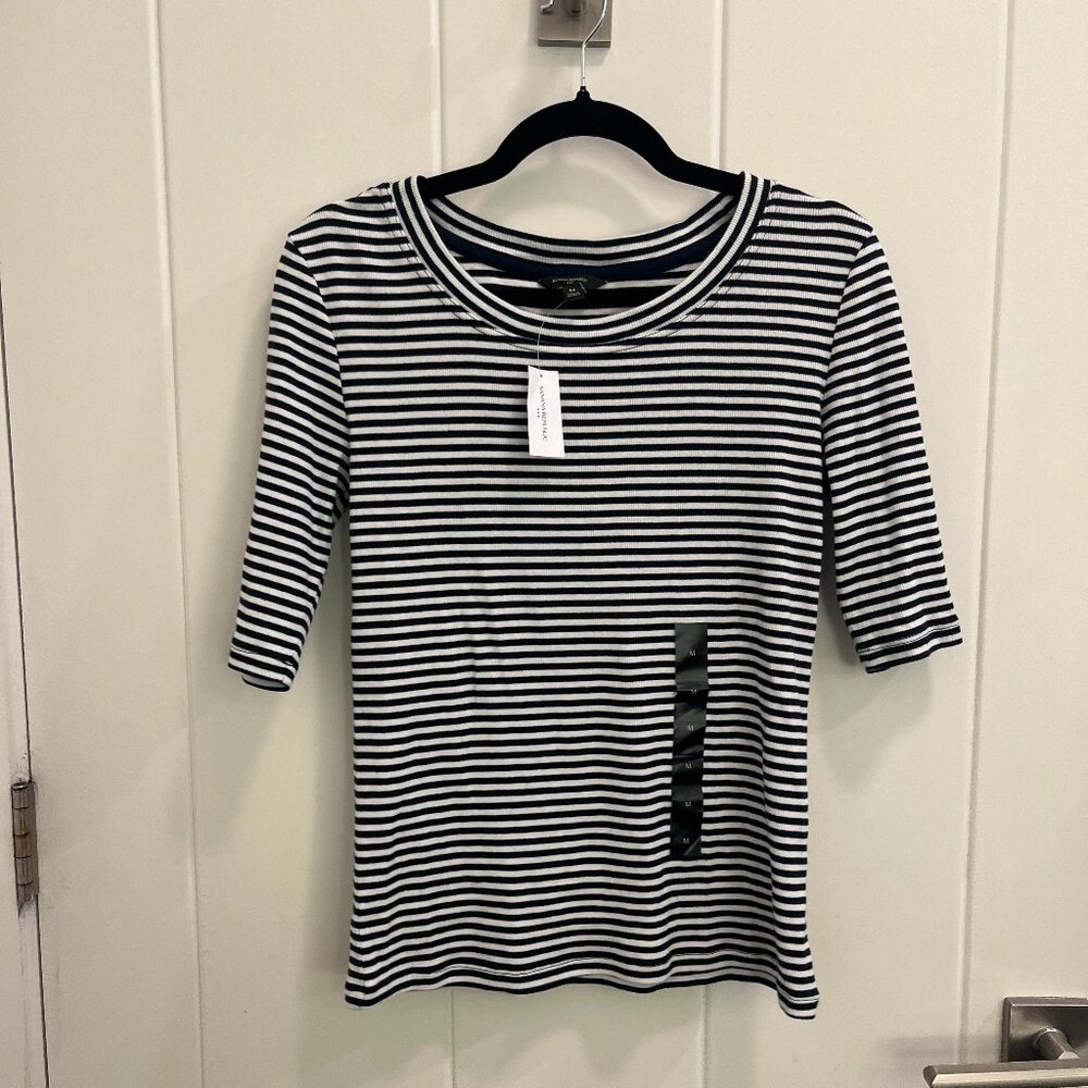 Banana Republic Ribbed Elbow-Sleeve T-Shirt